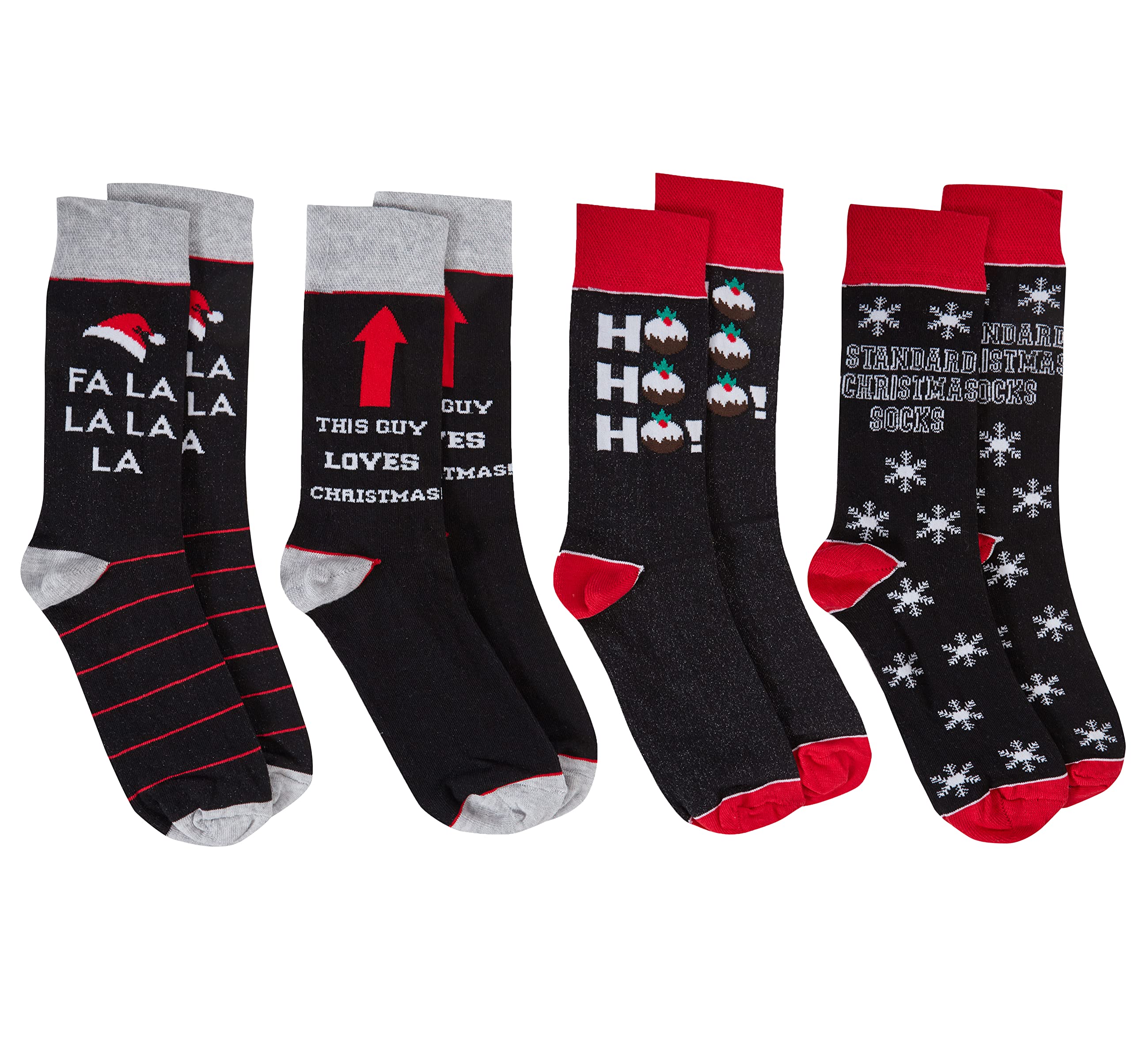 Sock Stack Pack Of 4 Men's Novelty Socks Christmas Sock Xmas Stocking Filler Gift 6-11, Novlety Xmas