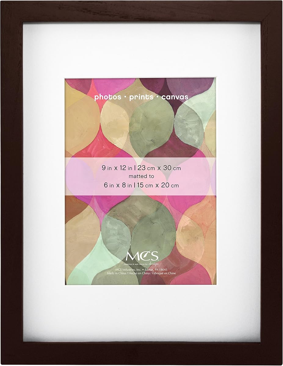 MCS Art Frame With Mat Opening, 9x12, Walnut | Changeable Art Frame With Mat Opening, 9x12 Inch, Walnut Finish