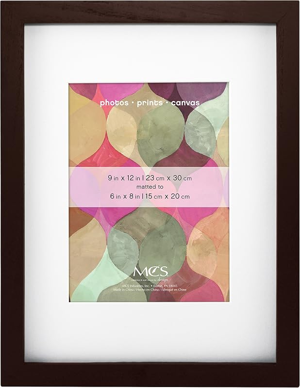 MCS Art Frame With Mat Opening, 9x12, Walnut | Changeable Art Frame With Mat Opening, 9x12 Inch, Walnut Finish