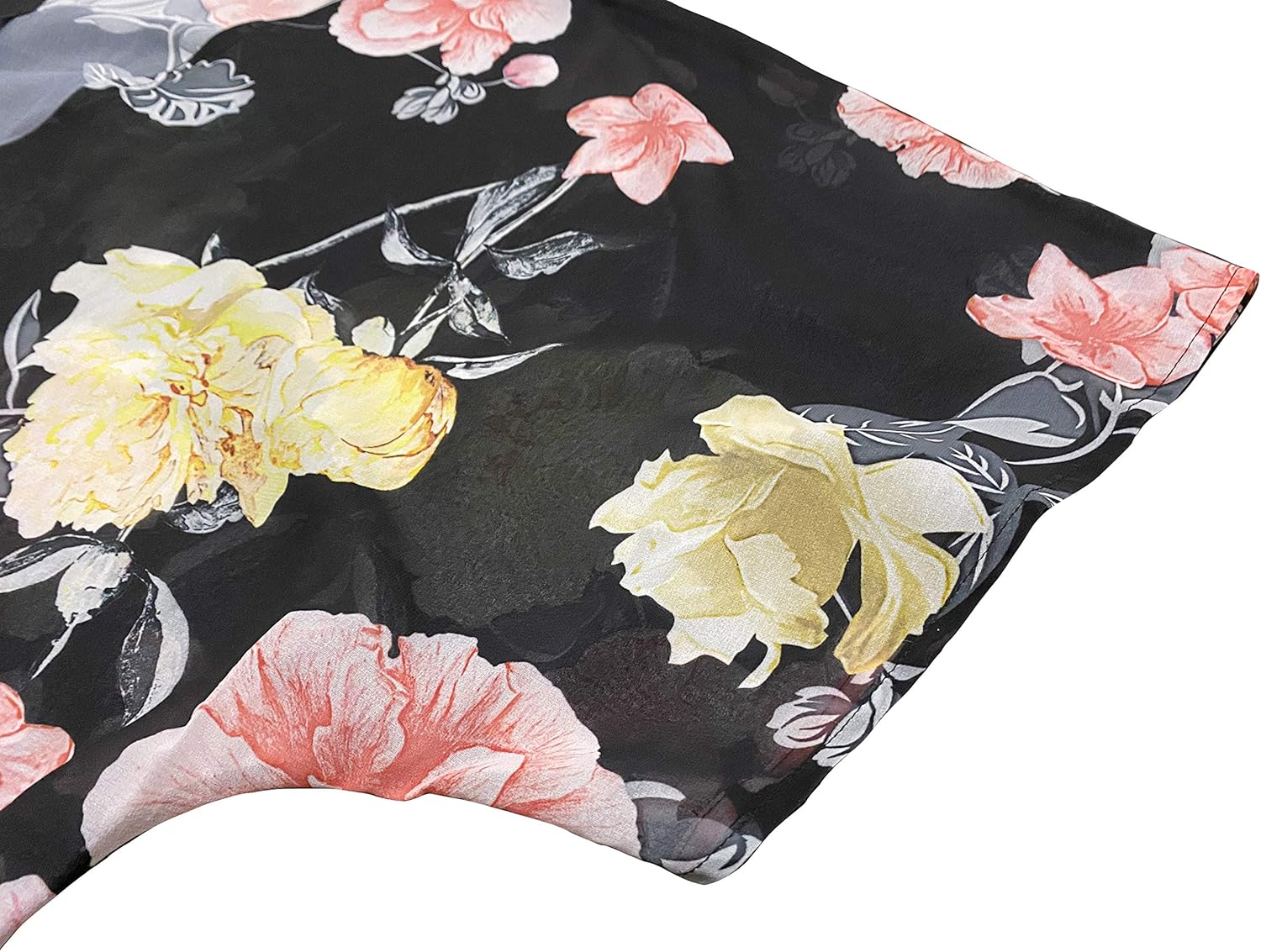 FINOCEANS Womens Floral Chiffon Kimono Cardigans Loose Beach Cover Up Half Sleeve Tops - Image 4
