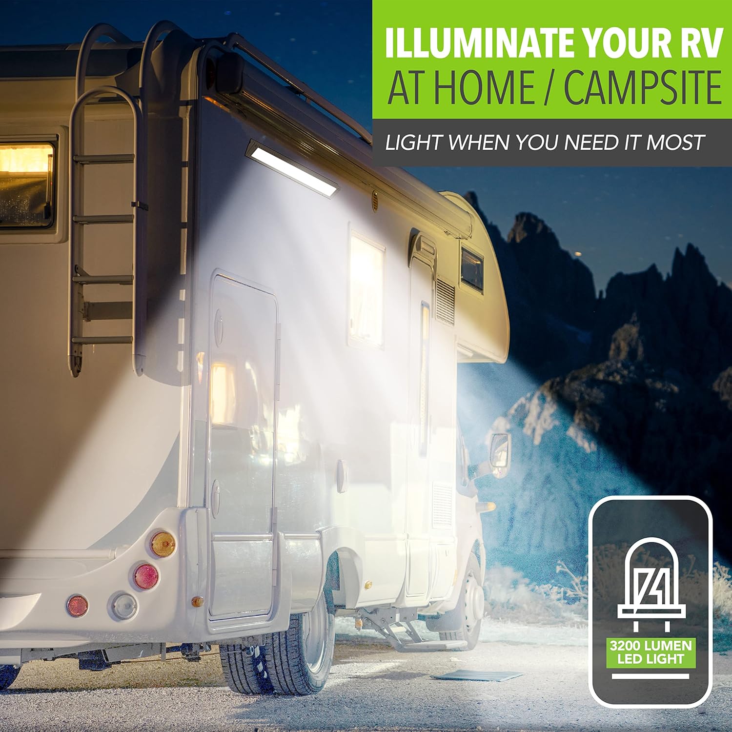 Leisure LED RV Exterior Porch Utility Light - 12v 3200 Lumen 17.7" Lighting Fixture. Replacement Lighting for RVs, Trailers, Campers, 5th Wheels (White)