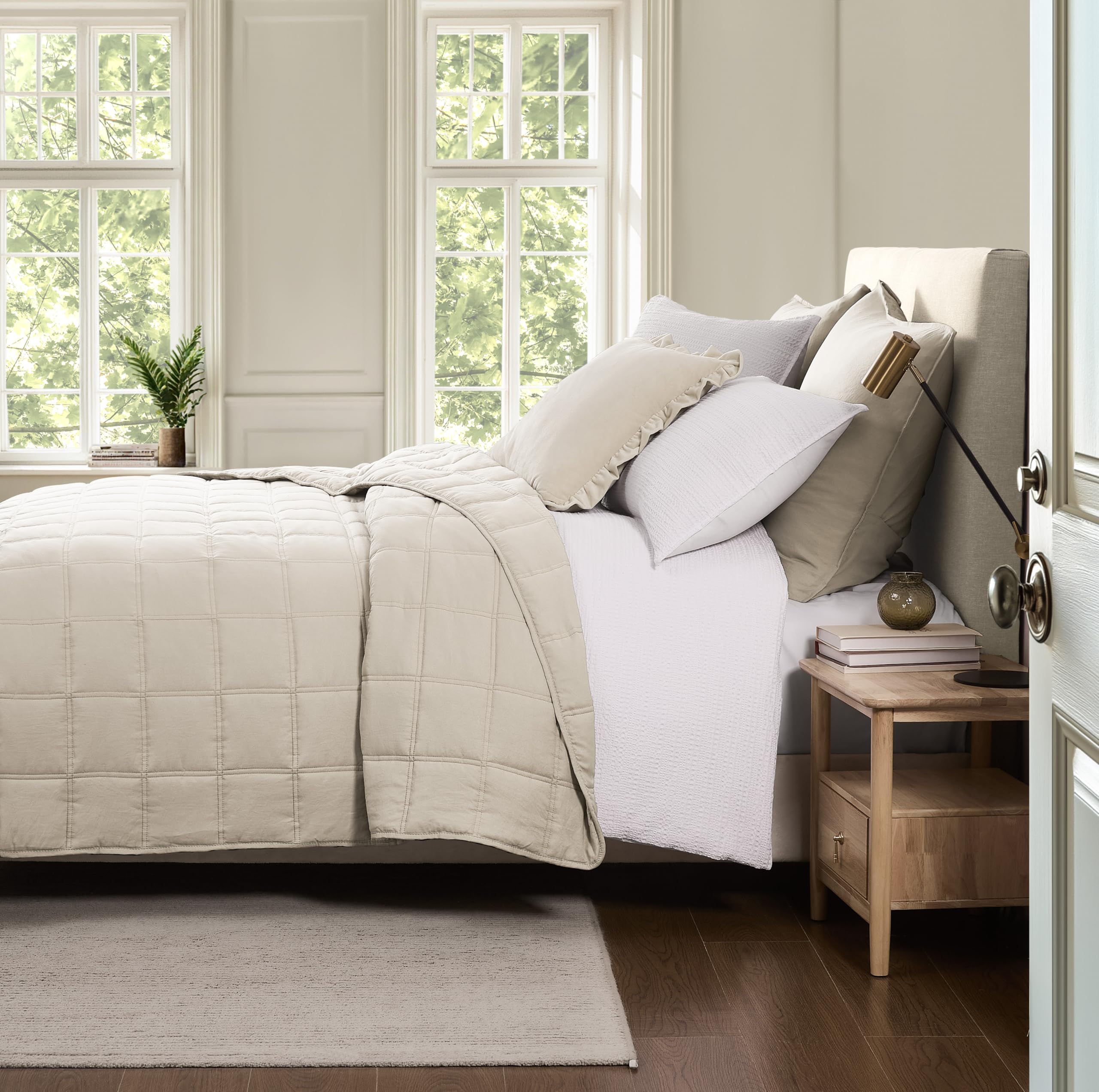 R.SHARE Copriletto Matrimoniale Estiva, Trapunta Matrimoniale Primaverile 300×270 cm Grano, Trapuntino Leggero Coperta Divano Letto Multiuso Mezza stagione, Microfibra Morbido Confortevole OEKO