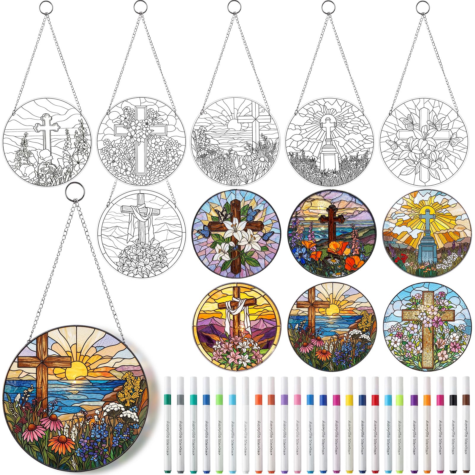 DIY Suncatcher Crafts Kit - Paint Floral Window Art -22