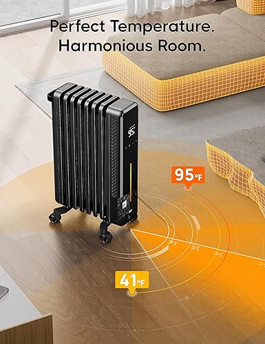 Miniatura 6 de Dreo Calentador de radiador lleno de aceite, calentadores eléctricos de 1500 W para uso en interiores, calor de seguridad para habitaciones grandes