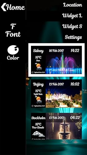 Widget de relógio da fonte da noite