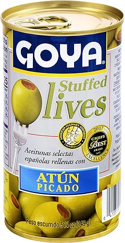 Miniatura 4 de Goya Foods Aceitunas Manzanilla rellenas de atún, 5.25 onzas (paquete de 12)