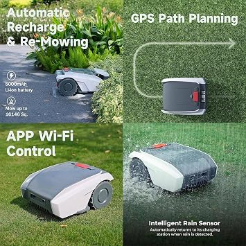 Automatic lawn mower robot with APP control, automatic lawn mower robot, robot lawn mower, automatic obstacle avoidance, low noise, self-charging, accurate navigation