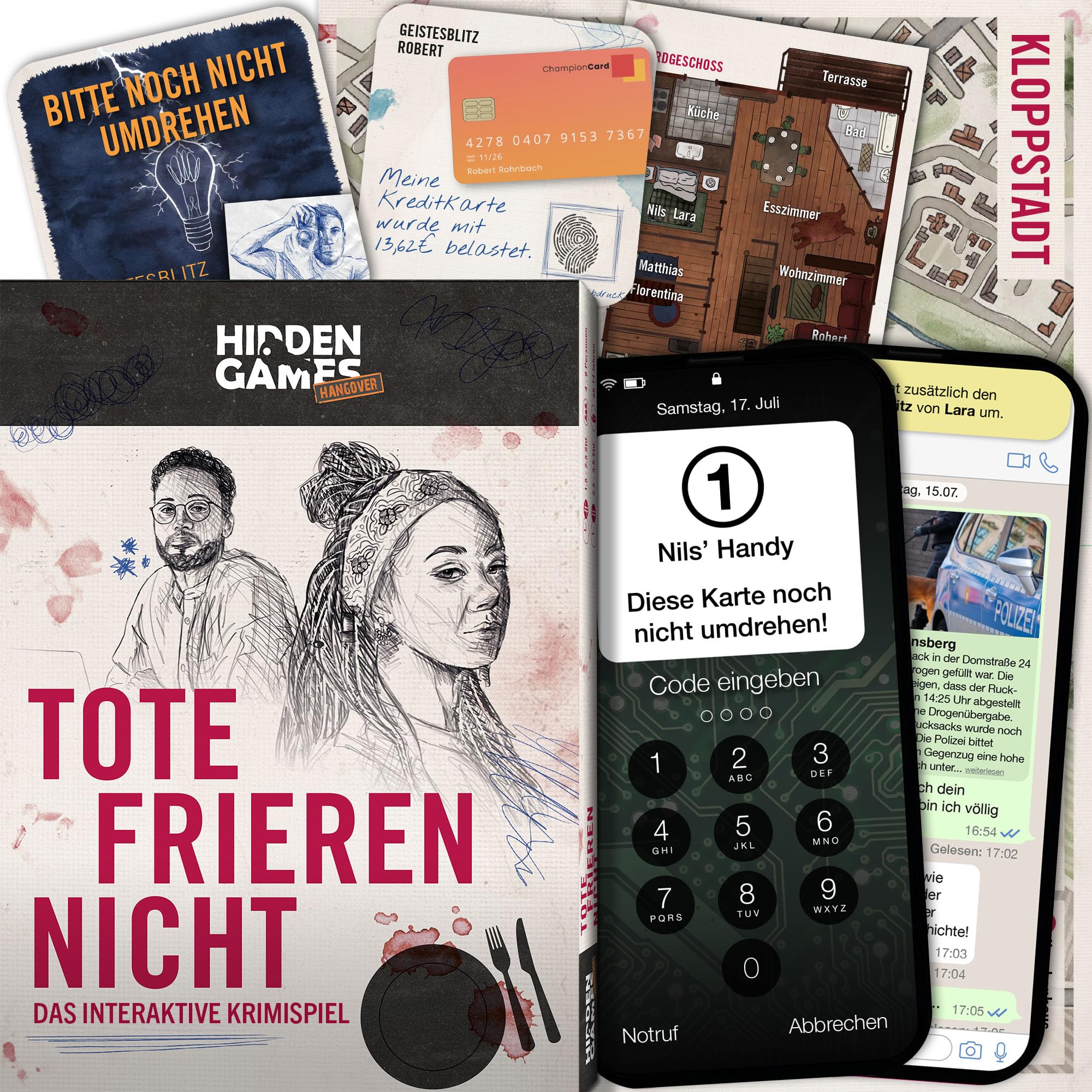 Hidden Games Hangover – Gioco di società “Tote frieren nicht”, gioco realistico sulla scena del crimine con indagine da detective emozionante, escape room (versione in lingua tedesca)