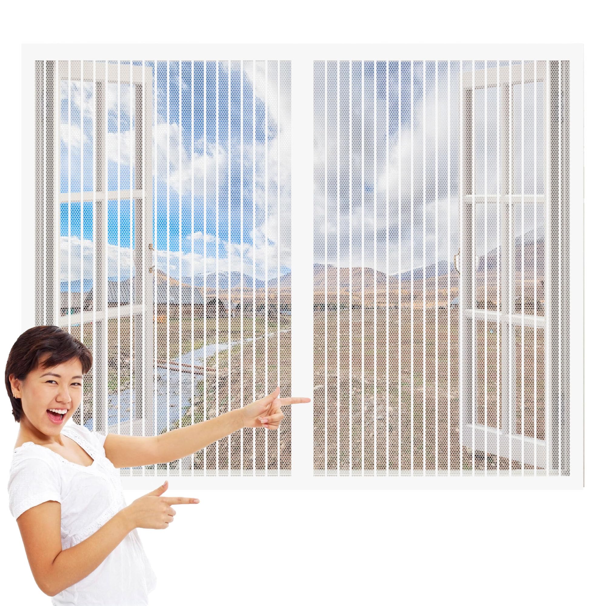 Moustiquaire Magnétique pour Porte Fenêtre 232 x 214 cm Moustiquaire Porte Fenetre Sans Percer Ultra Fines Maille Puissants Aimants pour Fenêtres Ou, Blanc