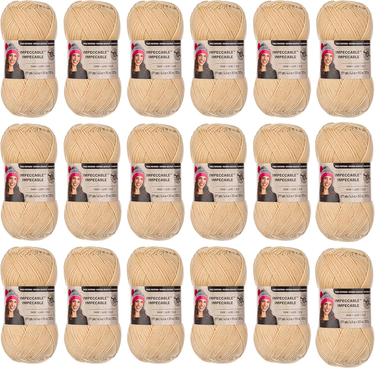 Loops & Threads Impeccable Solid Yarn - Solid Yarn for Knitting, Crochet, Weaving, Arts & Crafts - Heather, Bulk 18 Pack
