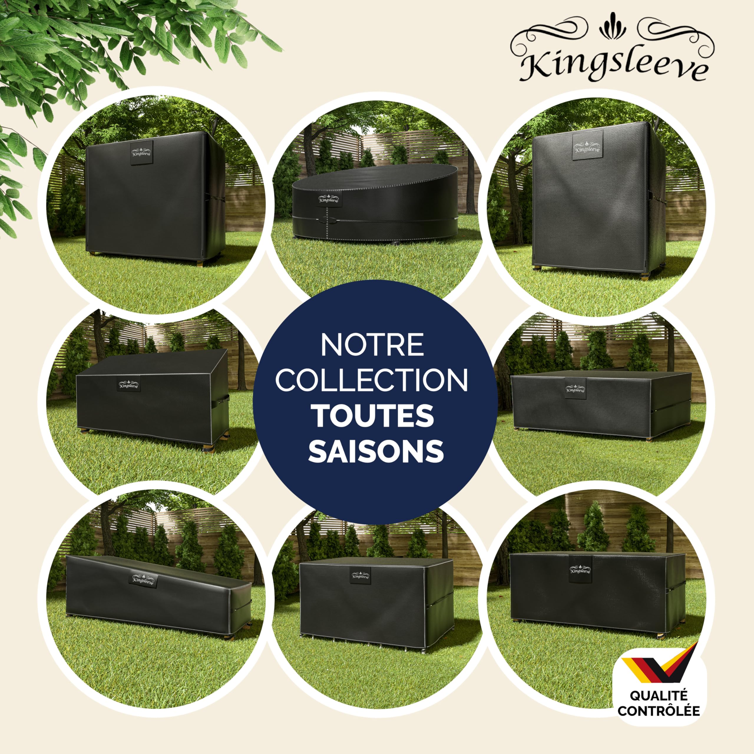 Kingsleeve® Housse de Balancelle de Jardin 2-3 Places en Tissu Oxford - Bâche de Protection Imperméable en Polyester Haute Qualité, Anti-Gel, Anti-UV, 175 x 125 x 160 cm