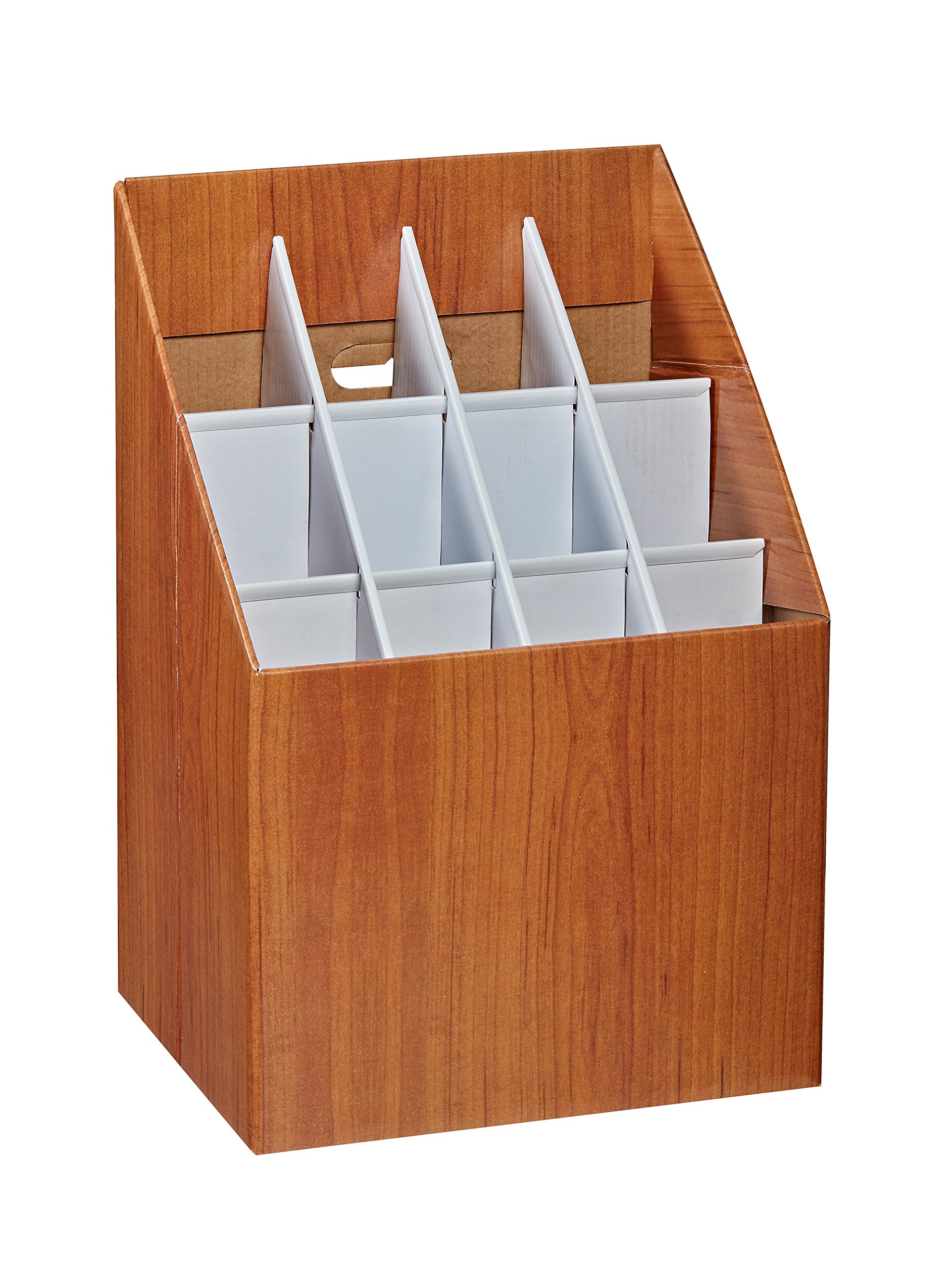 Photo 1 of Adir Corp., Cardboard Upright Roll File Corrugated Box - Vertical File Sorter - Storage Box for Blueprint, Poster, Plans, Gift Wrap, & Map in Offices - (12 Slots) 12 Slots Walnut Wood Grain