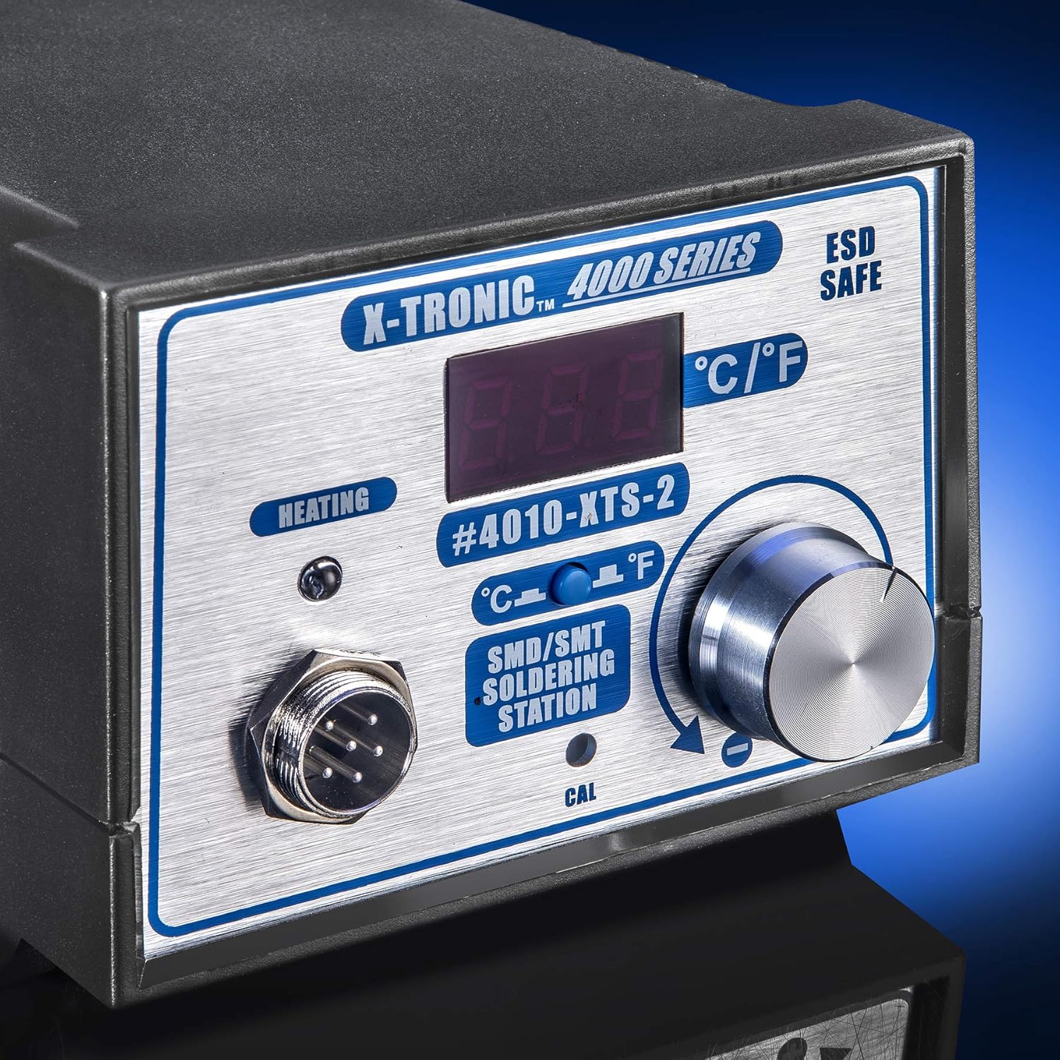 X-Tronic 4010-XTS-2 Series 75 Watt Soldering Iron Station - Sleep Func, Calibration Func, C/F Func, 5 Extra Tips, Tube of Solder, Solder Sucker, SS Tweezers, Desoldering Wick & Brass Sponge w/Flux