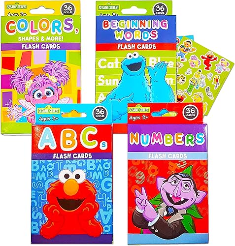 Tarjetas didácticas de Barrio Sésamo para el aprendizaje temprano. El juego incluye colores, formas y más, ABC, números y palabras iniciales.