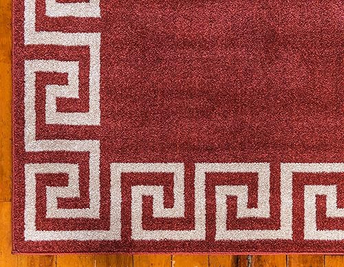 Miniatura 8 de Unique Loom Athens Collection - Alfombra clásica geométrica con diseño de borde moderno, 5 x 8 pies, color borgoñabeige