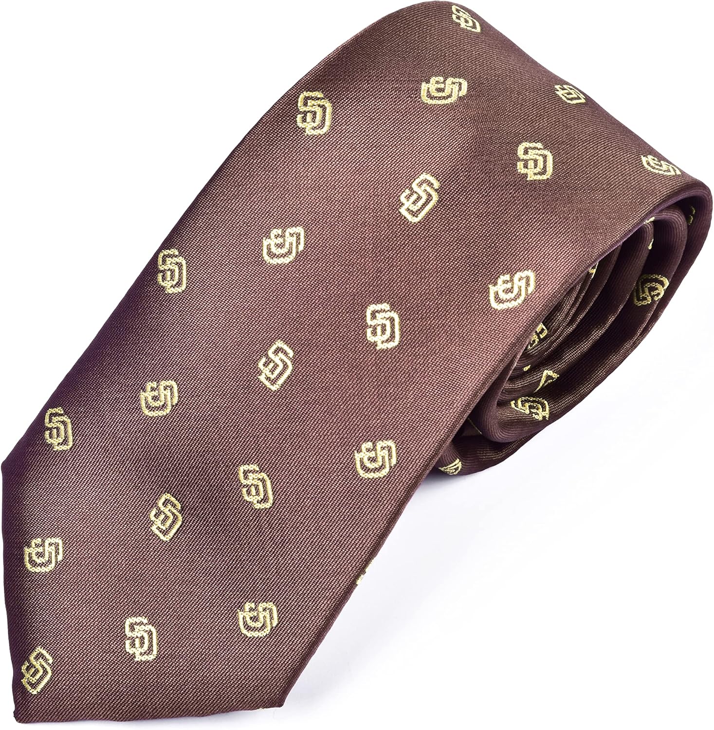 Maker V Brown & Gold Necktie - San Diego Necktie, San Diego gift for men - San Diego tie