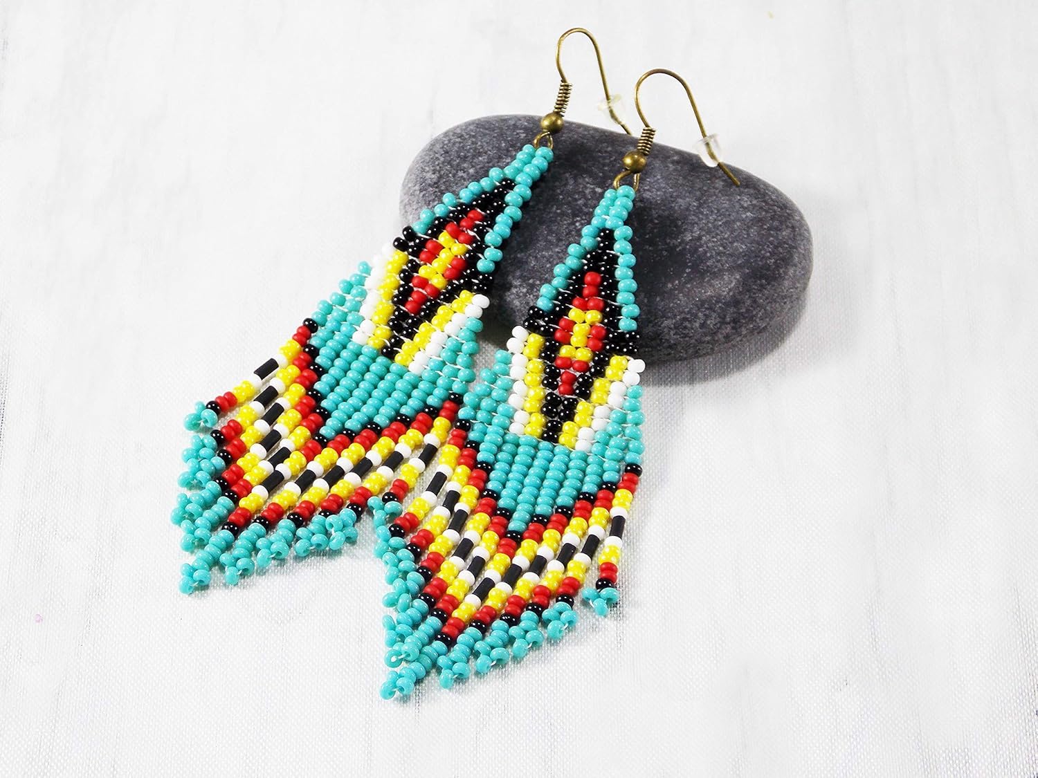 Handmade Native feather Tribal Fashion Mexican Jewelry authentic Native Bohemian earring tassle earrings southwest