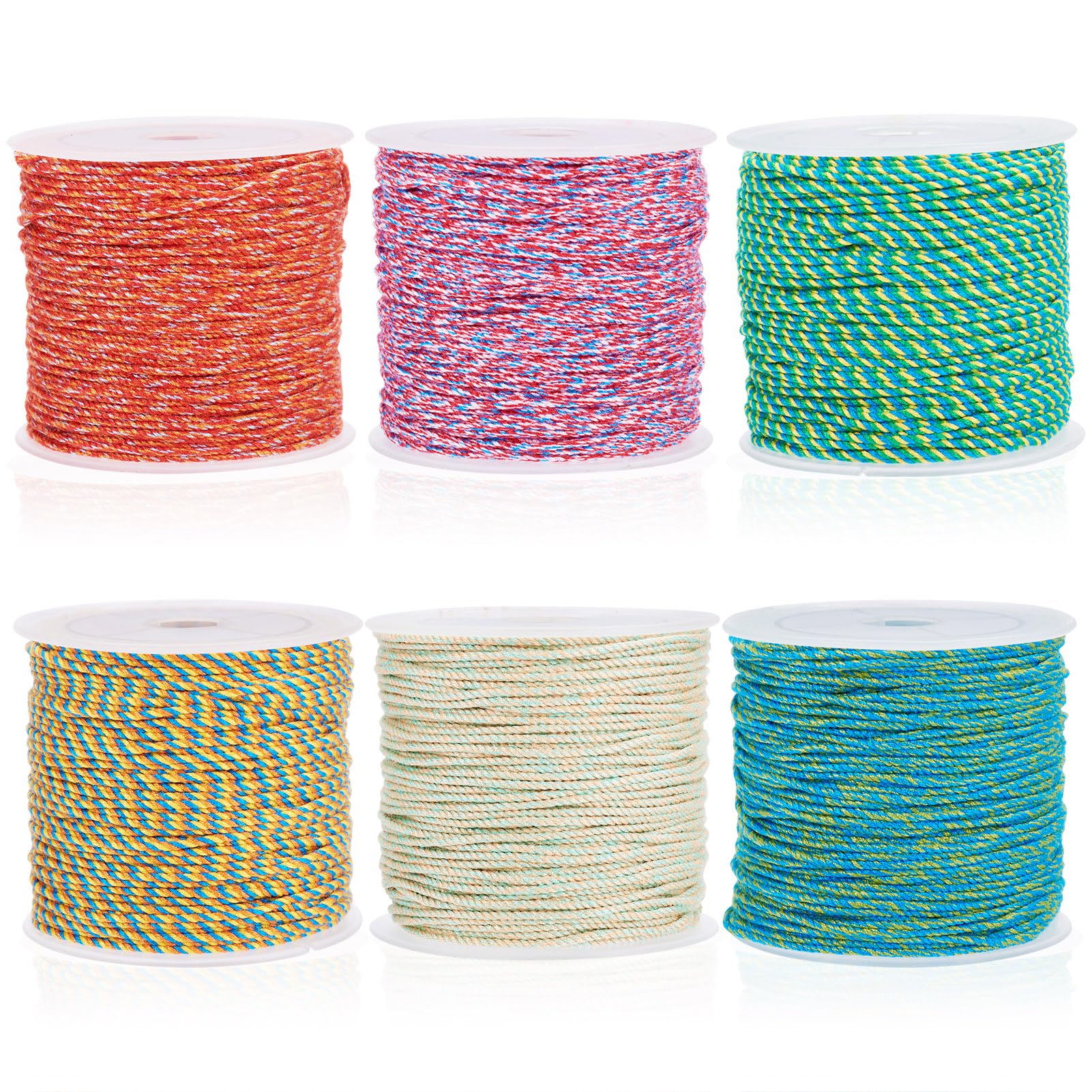 Spritewelry 6 Rolls 1mm Braided Cord Thread Colorful Polycotton Twine Macrame Cord Round Beading String for DIY Crafts Bracelet Necklace Jewelry Making - Image 2