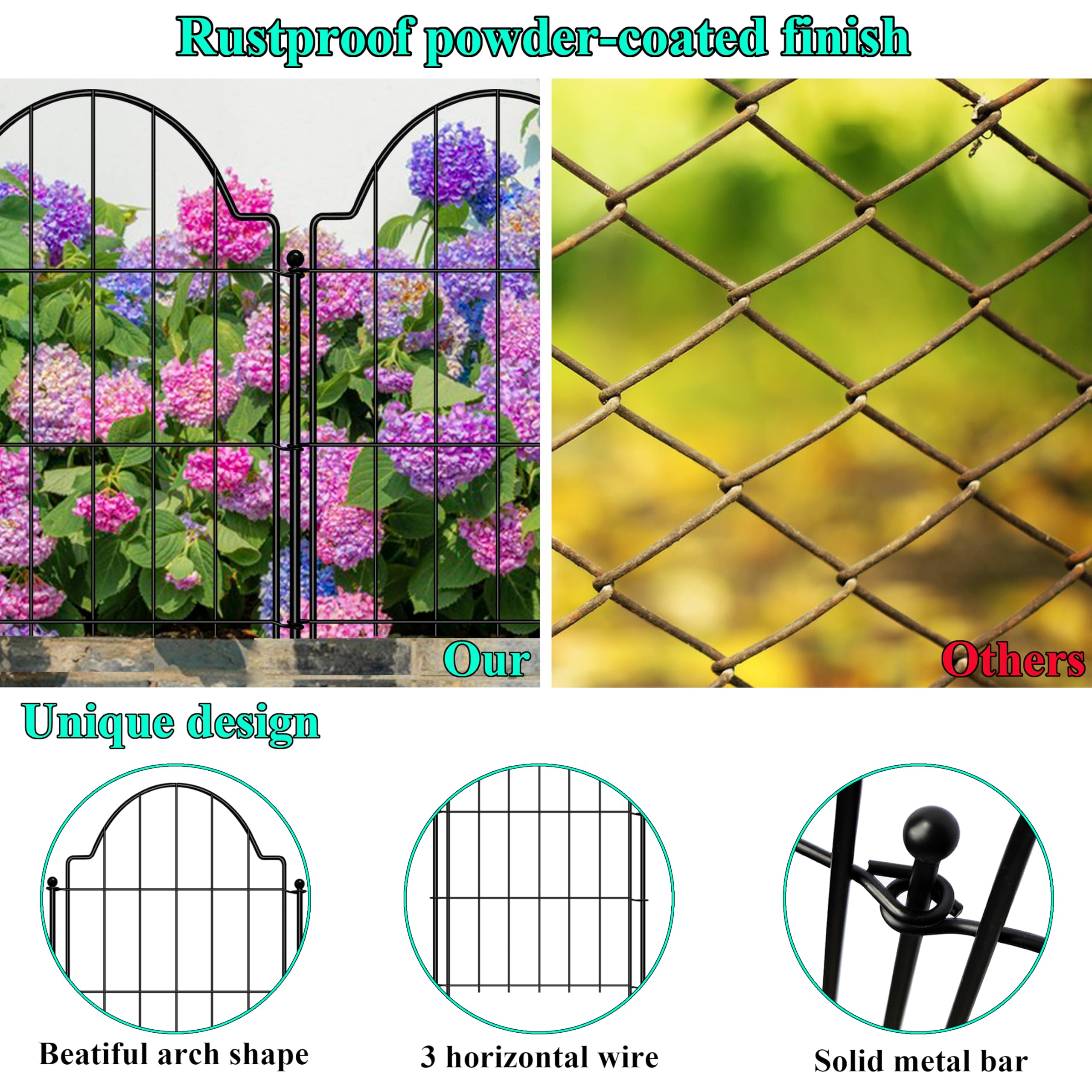 Snapklik.com : Decorative Garden Fences 17in X 26.9ft, 26 Pack Outdoor