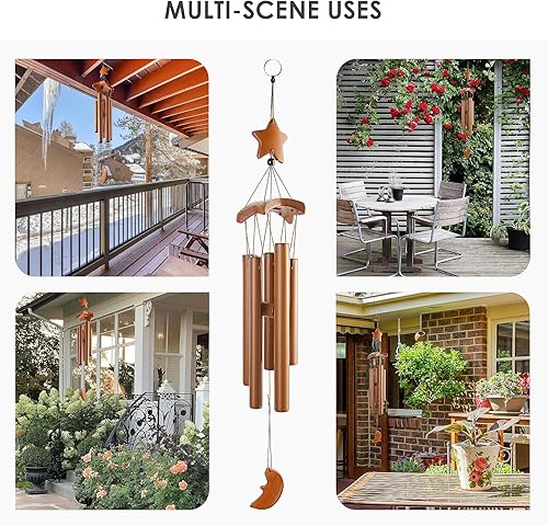 Miniatura 7 de Campanillas de viento de bambú para exteriores, campanillas de viento de madera para exteriores con increíble tono profundo, campanilla de viento de