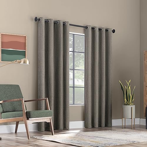 Miniatura 6 de Scott Living Rafaela - Cortina opaca total de felpilla con patrón tejido, 50 x 84 pulgadas, color gris carbón