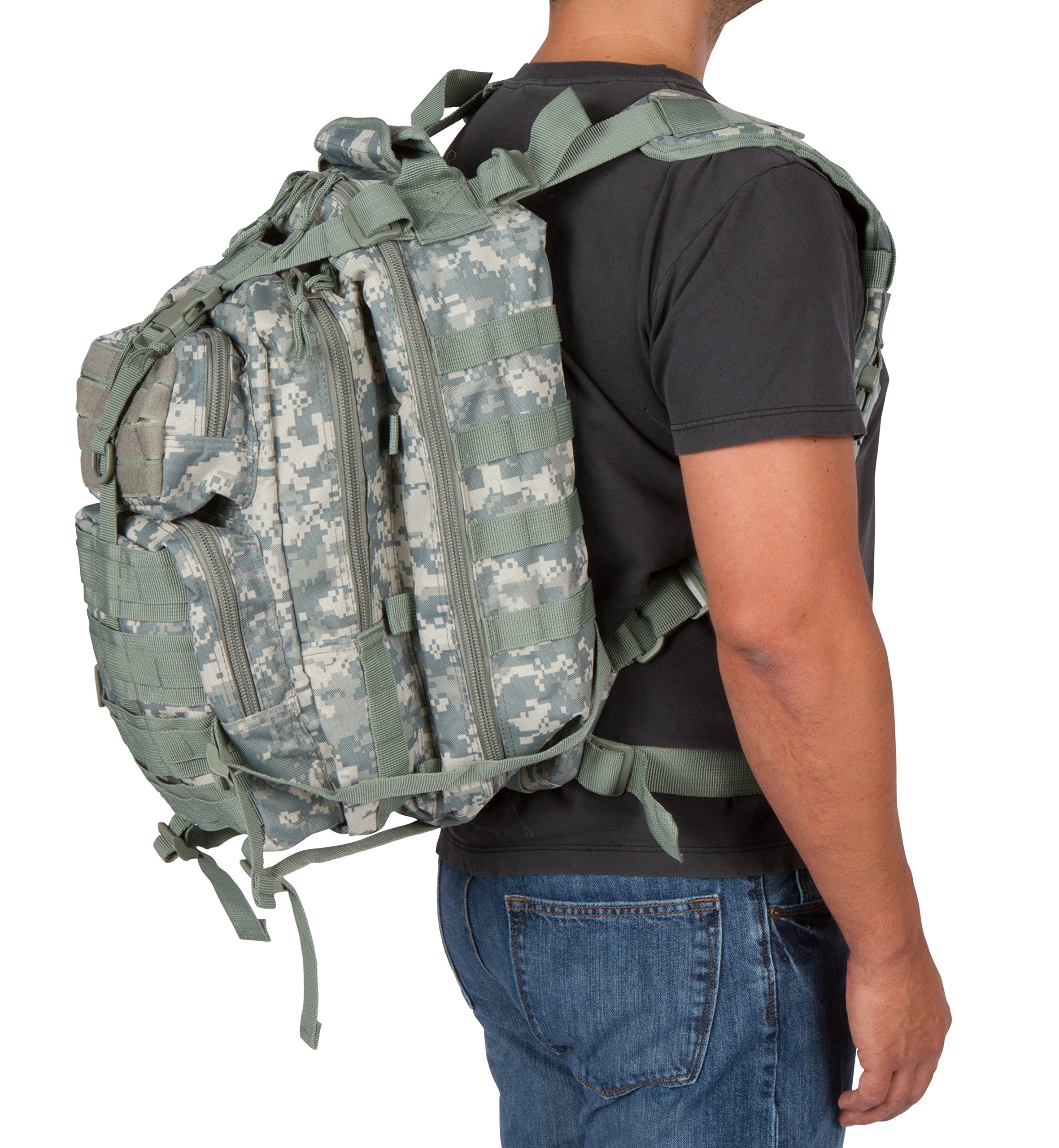 Modern Warrior 18.5" Tactical Military Style Trekking Backpack and Daypack (Tactical Green Camo)