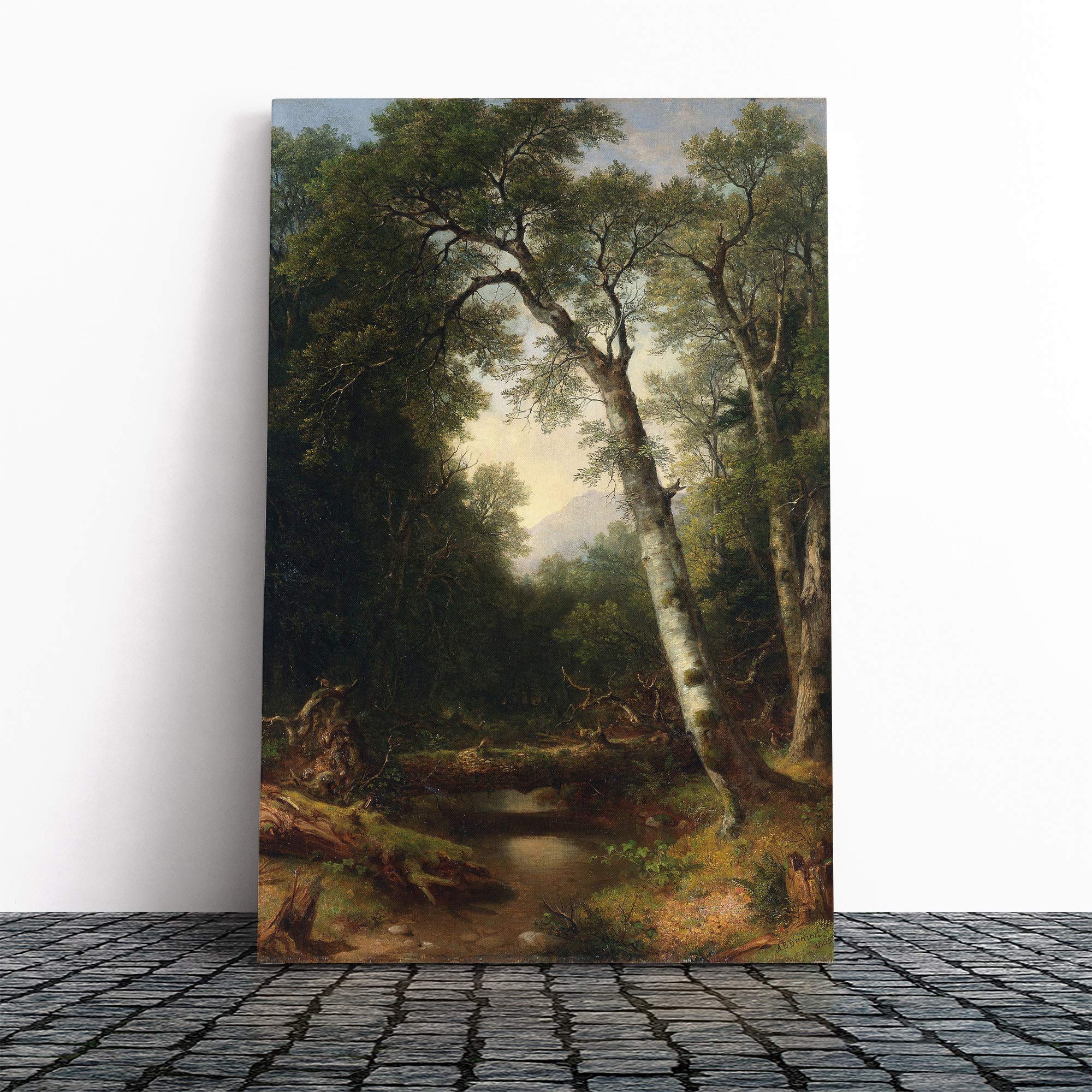 Asher Brown Durand A Creek in The Woods Canvas Print | Gallery Wrapped 30mm Frame Wall Art | 30x20 inches | Ready to Hang | Modern Landscape Picture | Living Room Bedroom Lounge Office