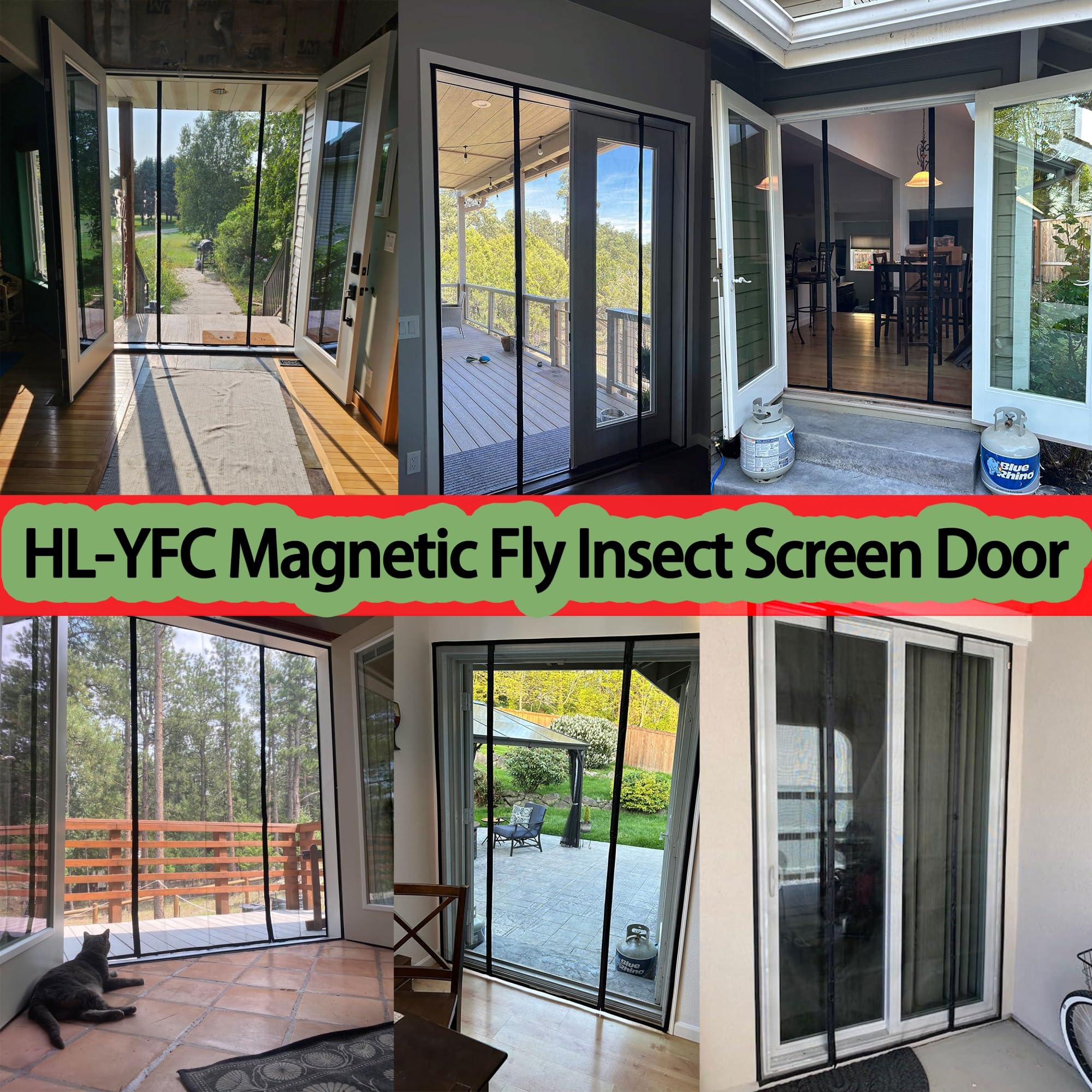 Fliegengitter Magnet Tur, 400x210cm Balkontür Insektenschutz Fliegenvorhang Magnetisch Türe, Insektenschutz Vorhang tür Terrassentür, Insektengitter Lamellenvorhang Magnetvorhang Schwarz