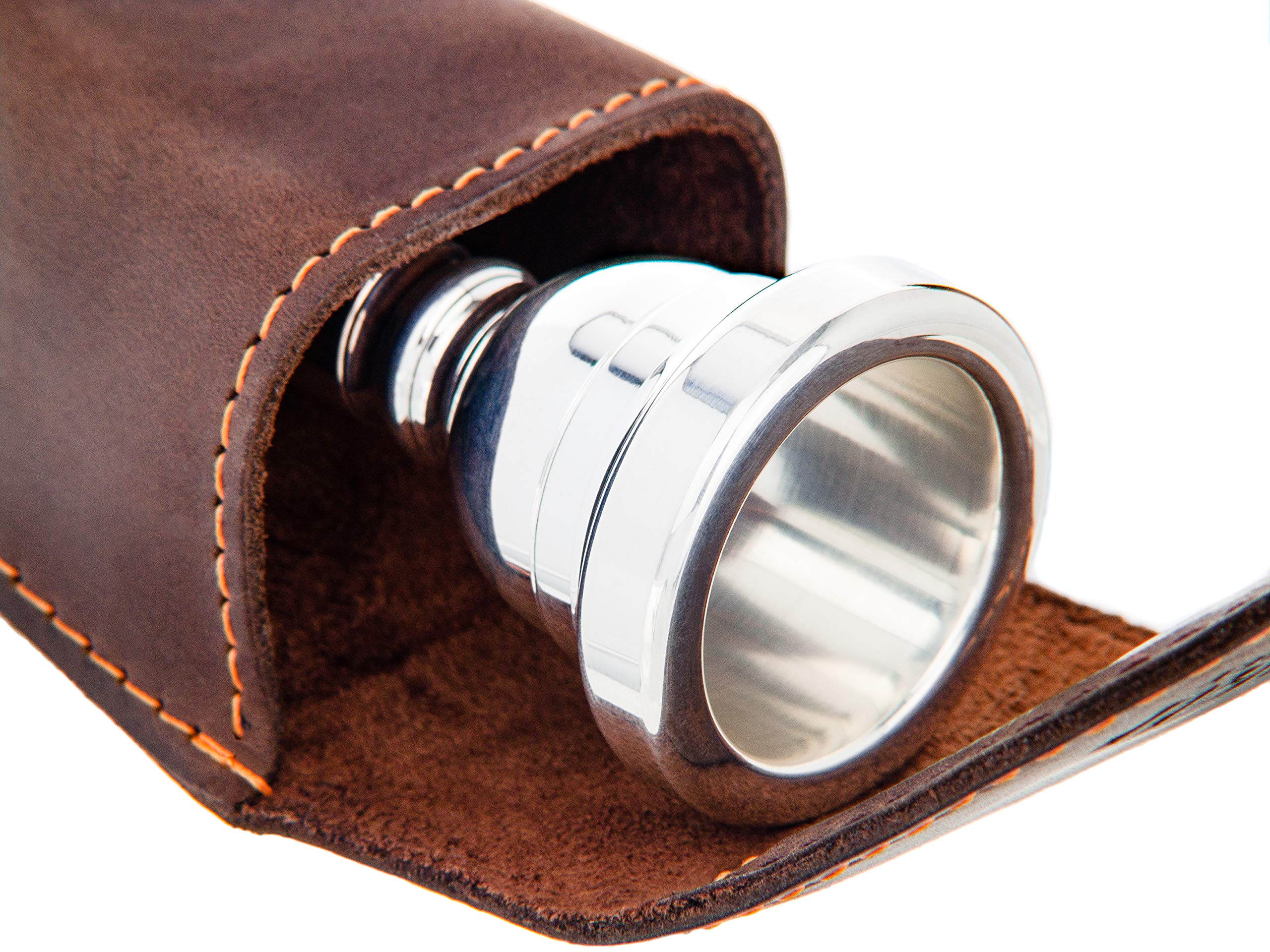 Trombone MOUTHPIECE HOLDER Single/Double/Triple. Genuine leather carrying bag. Compact Mouthpiece Holder. Protection Case for Trombone Mouthpiece. Gift Idea Trombonist (Single, Brown)