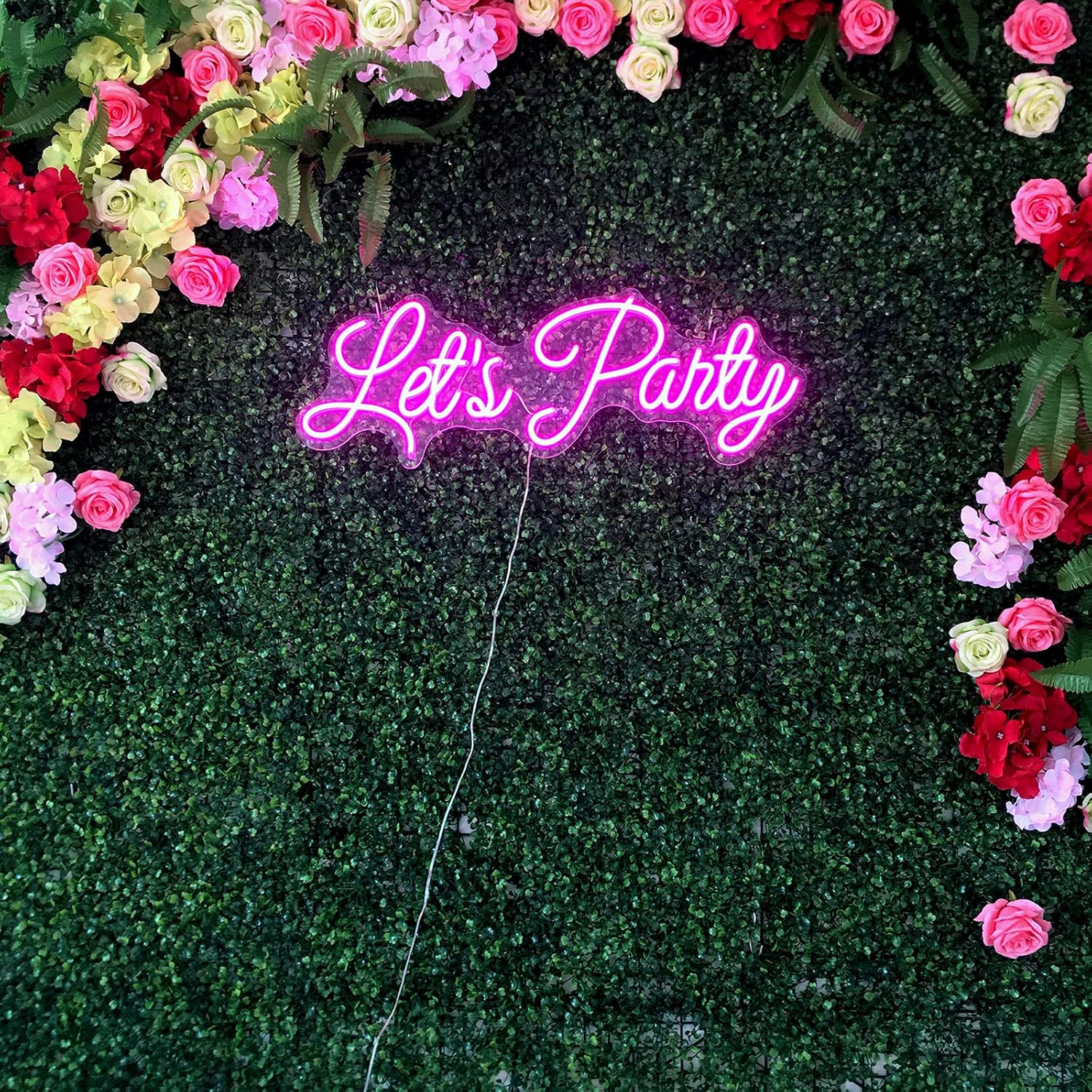 Lets Party LED Neon Light Sign for Wall Decor, 27" Large Lights Signs for Wedding Engagement Birthday Party Bedroom Hotel Bar Club Home Wall Decoration Neon Light Logo (Pink)