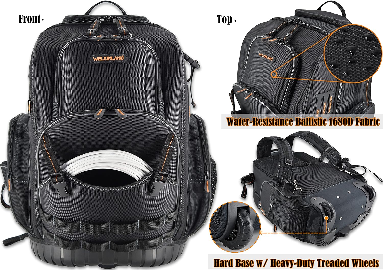 Buy 72Pockets Rolling Tool backpack, Large tool bag with wheels