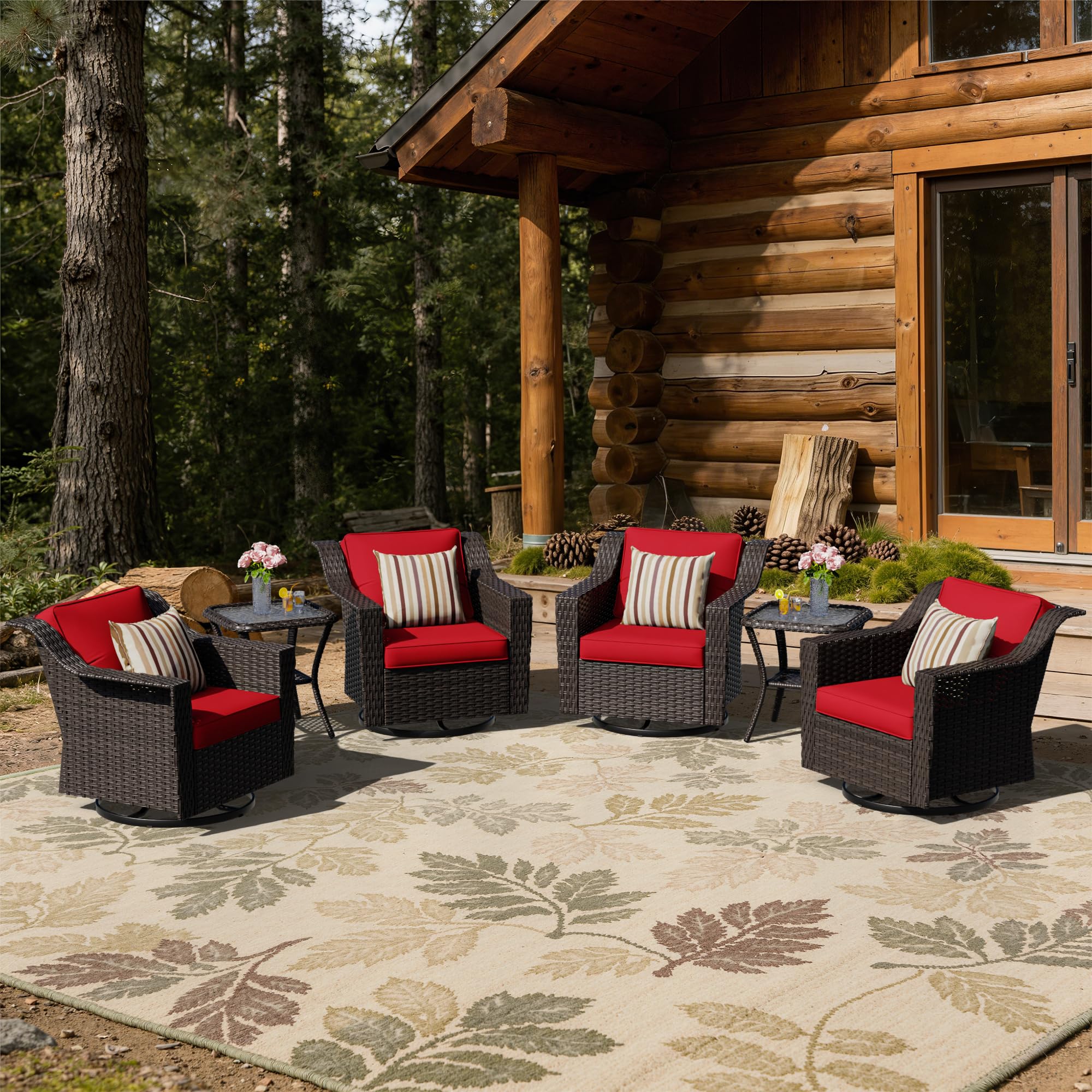 6 Piece Patio Furniture Set, Wicker Outdoor Conversation Set