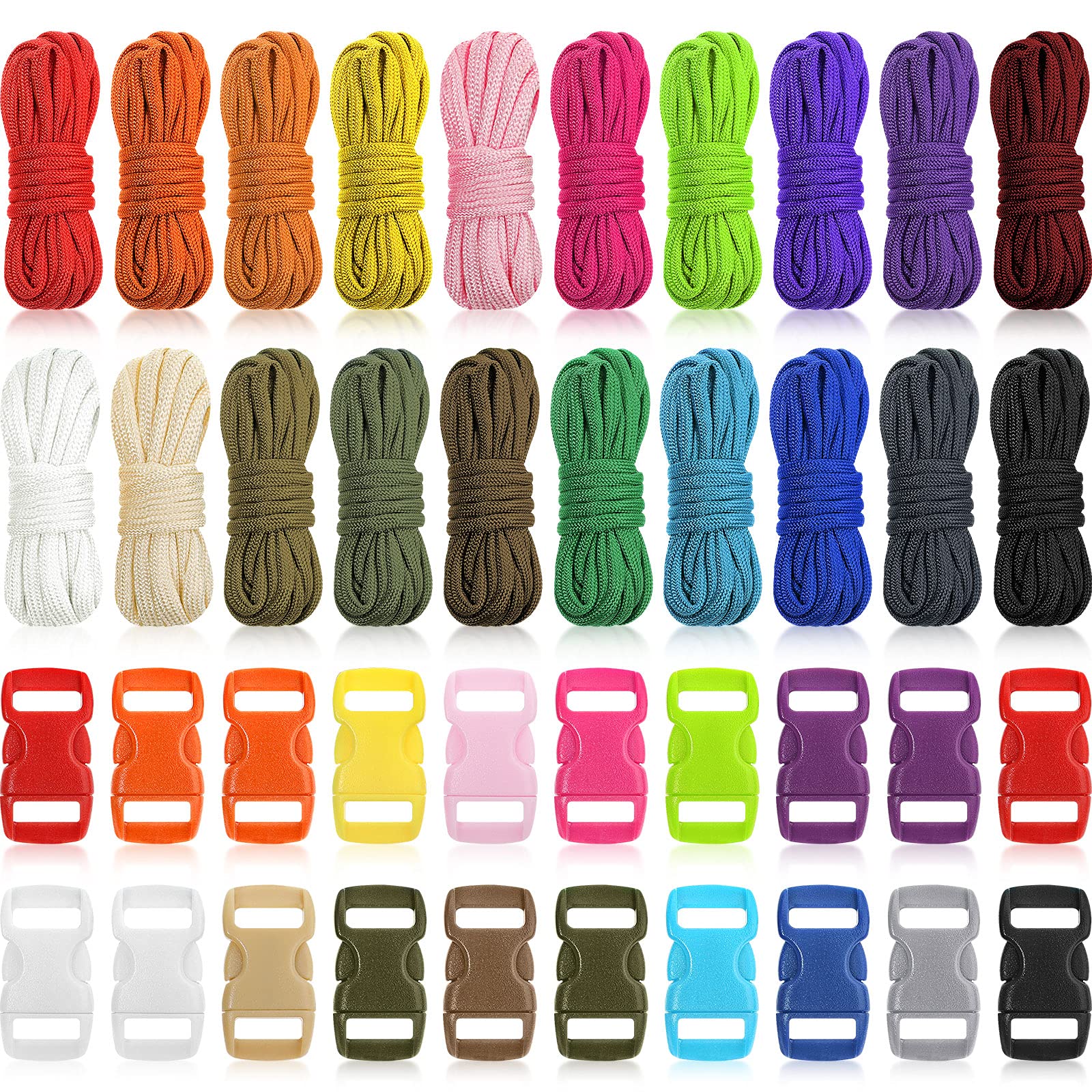 Kits de Paracord 550 con Hebillas Cuerda de Paracaídas Colorida 20 Colores para Pulseras
