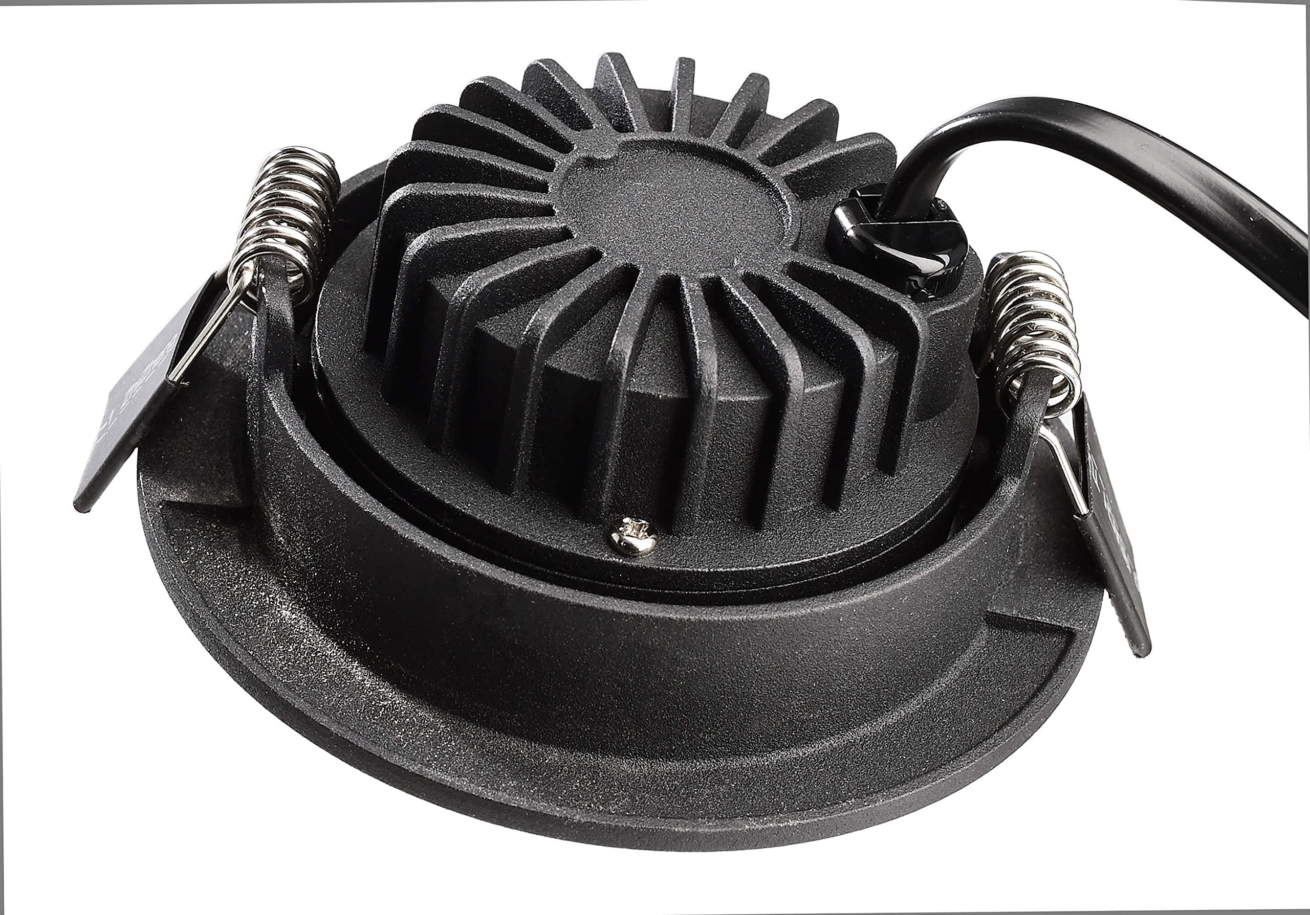Deko-Light | LED Decken-Einbaustrahler Leuchte Aluminium schwarz rund Ø 8 cm 3000 K warmweiß mit Netzgerät und Verbinder für Durchgangsverdrahtung dimmbar | Dione