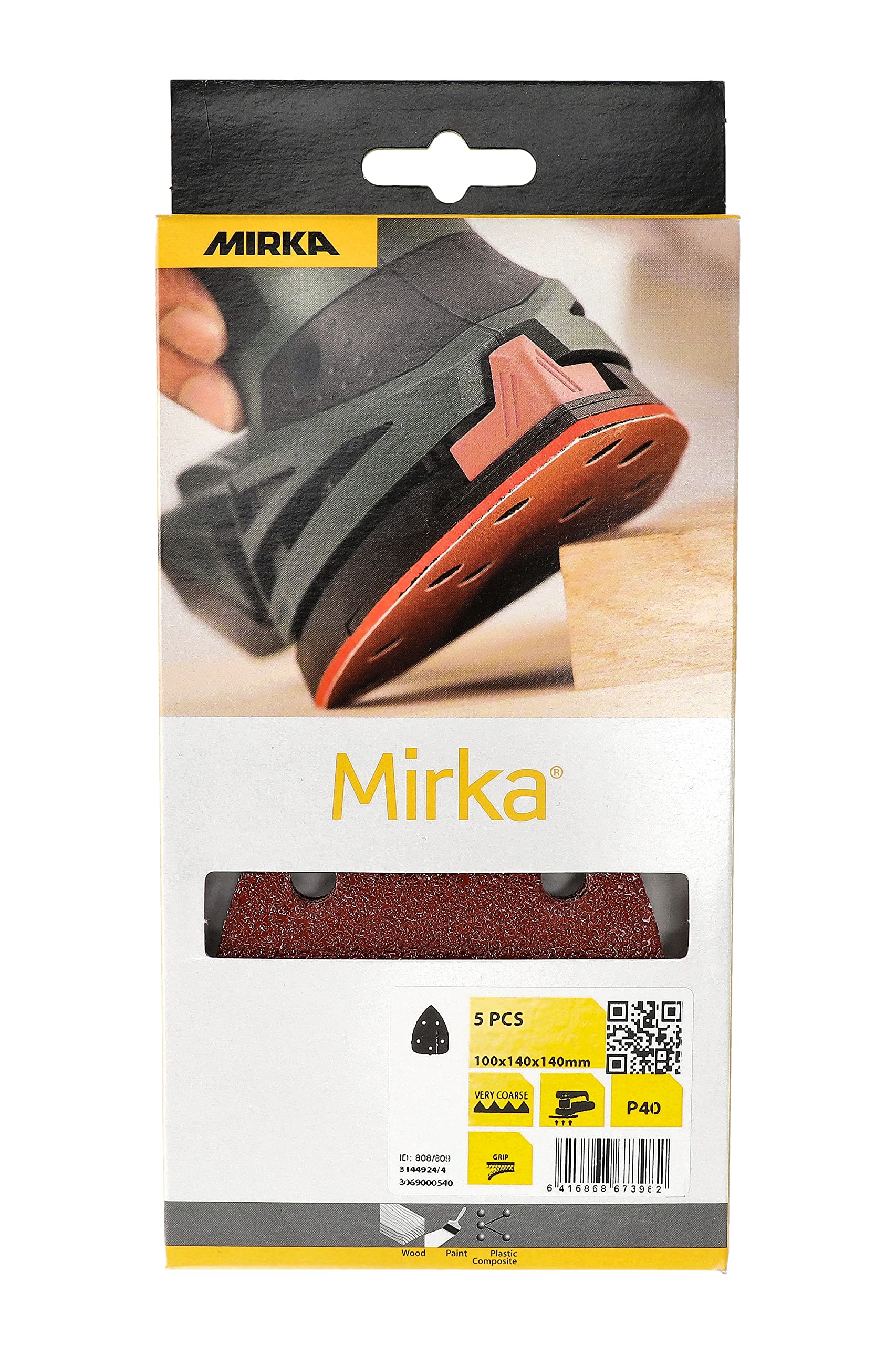 Papiers Abrasifs Mirka Red Delta - Lot De 5, Grain P120, 100x140 Mm, 5 Trous, Pour Bois, Métal, Plastique