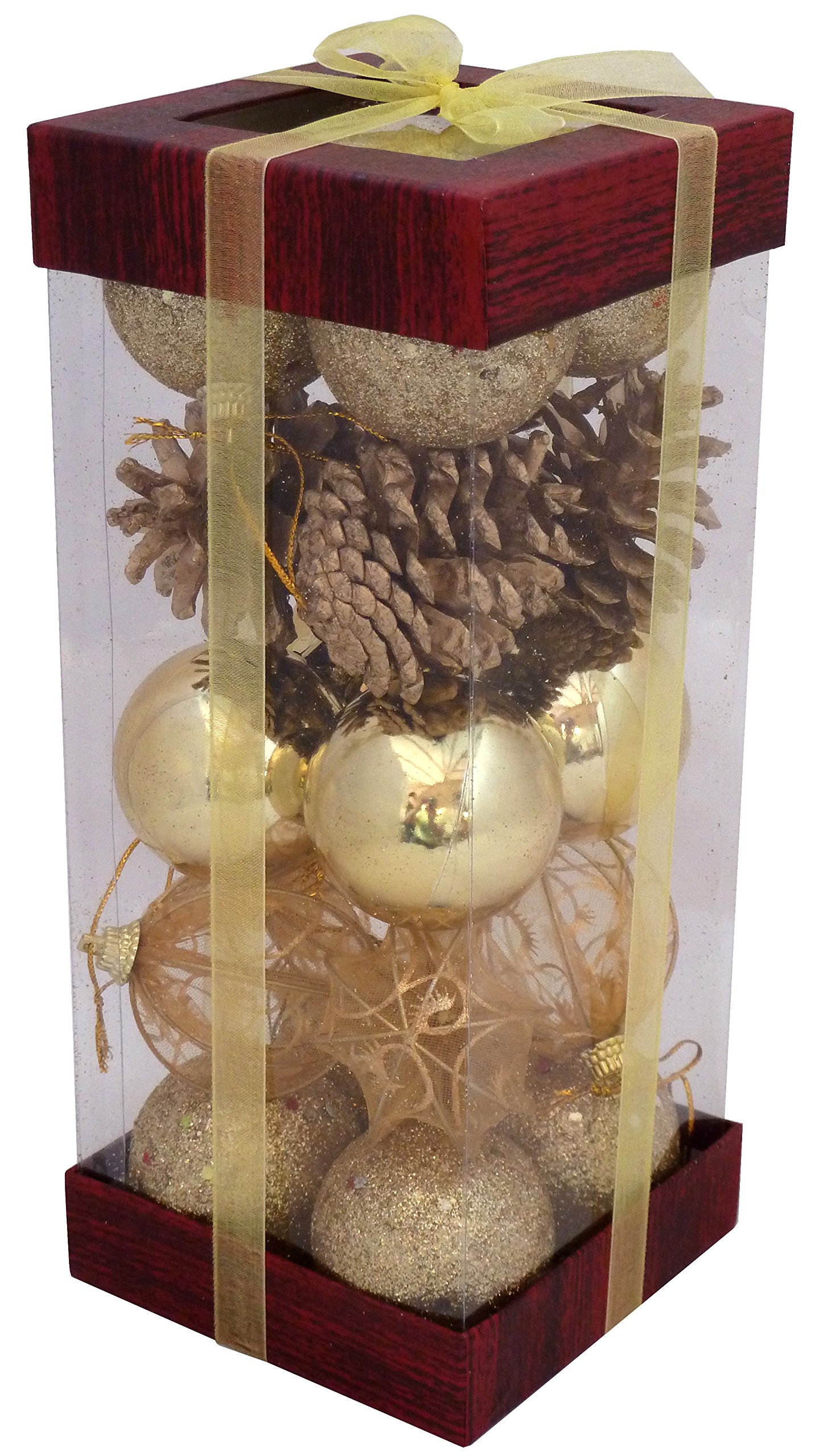 Gold bauble and pine cone set - 20 pieces