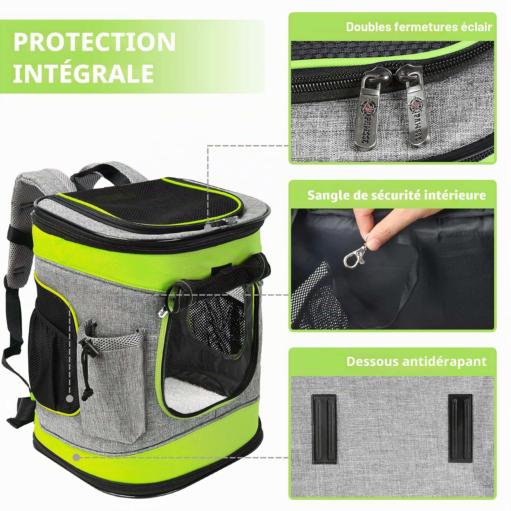 Kato Tirrinia Sac à Dos pour Chien de Compagnie, Sac de Transport pour Animal de Compagnie avec Filet pour Chiens de Taille Moyenne, Chats, Sac de Voyage Portable pour Chiot de 1,5 LB