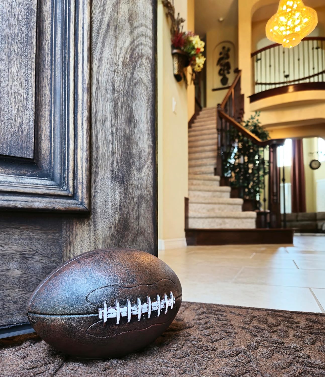 Lulu Decor, Cast Iron American Football Heavy Doorstop, Realistic Brown Finish for Football Enthusiasts, Perfect House Decor for Superbowl Fans (5.2 lb)