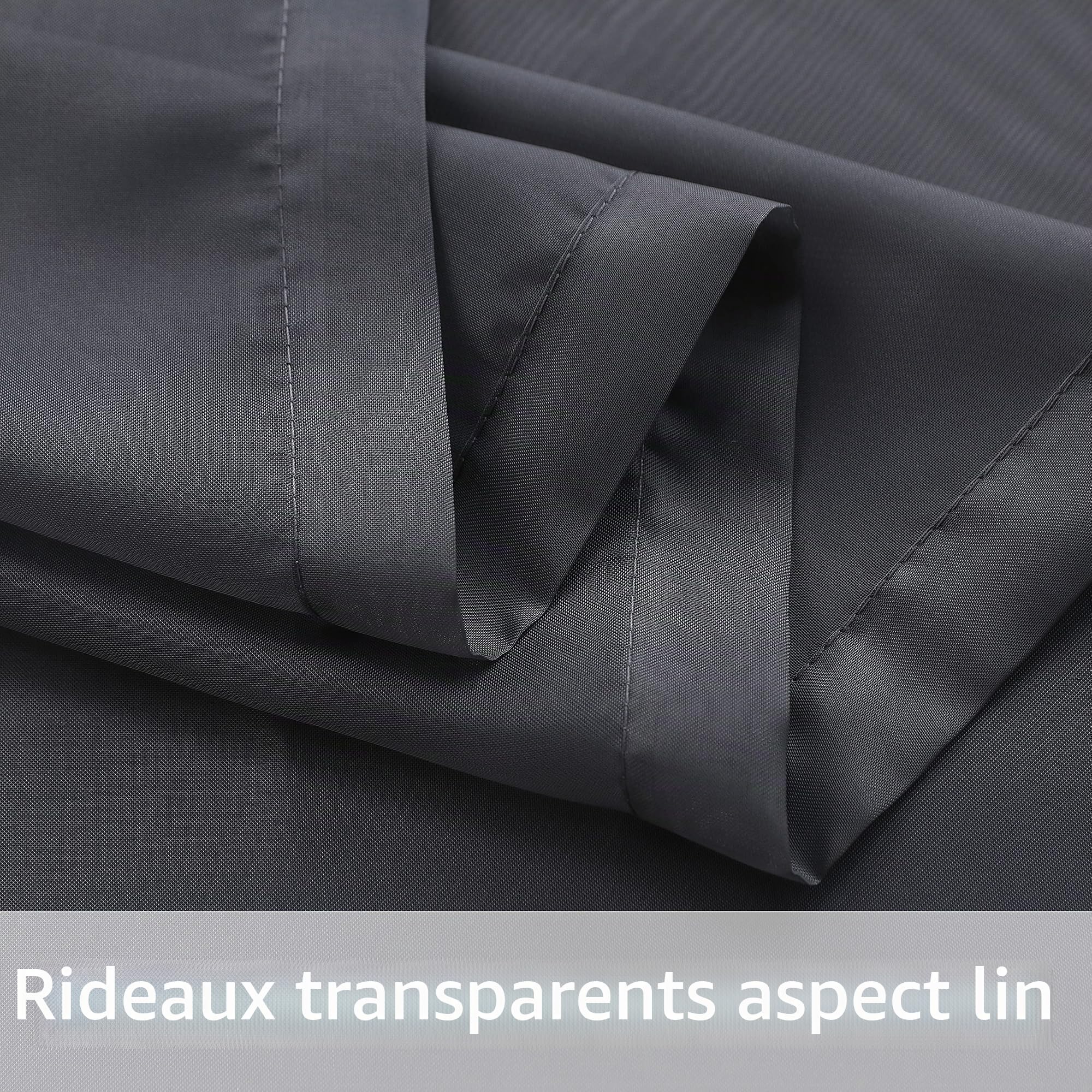 Bonzer Rideaux Transparents d'extérieur imperméables pour terrasse – 2 Panneaux de Rideaux d'intérieur à œillets pour Salon, Chambre, Porche, pergola, cabane, 137,2 x 213,4 cm, Gris
