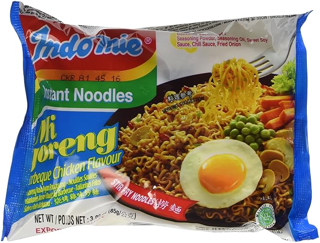 Indomie Instant Fried Noodles BBQ Chicken Flavor for 1 Case (30 Bags), 89 Ounce - Barbeque Chicken - 3 Ounce (Pack of 30)