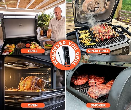 Miniatura 6 de Termómetro digital inalámbrico con WiFi y Bluetooth, conexión de largo alcance con pantalla de temperatura incorporada, sonda de carne, termómetro