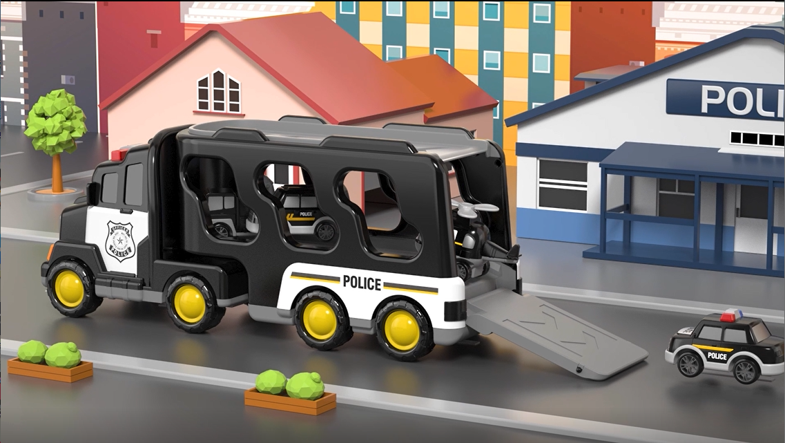 Coche De Policía De Juguete Con Sonido Y Luz – Fricción Inercial, Incluye Figuras Y Accesorios SWAT, Regalo Para Niños De 3 A 6 Años