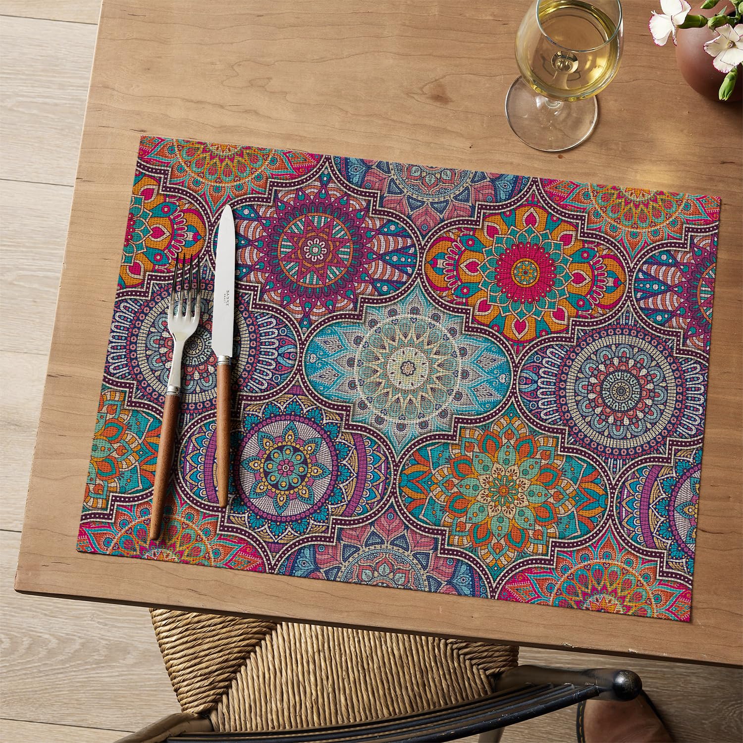 Artoid Mode Set 6 Tovagliette In PVC Stile Boho, 30x45 Cm, Antimacchia E Termiche, Vintage