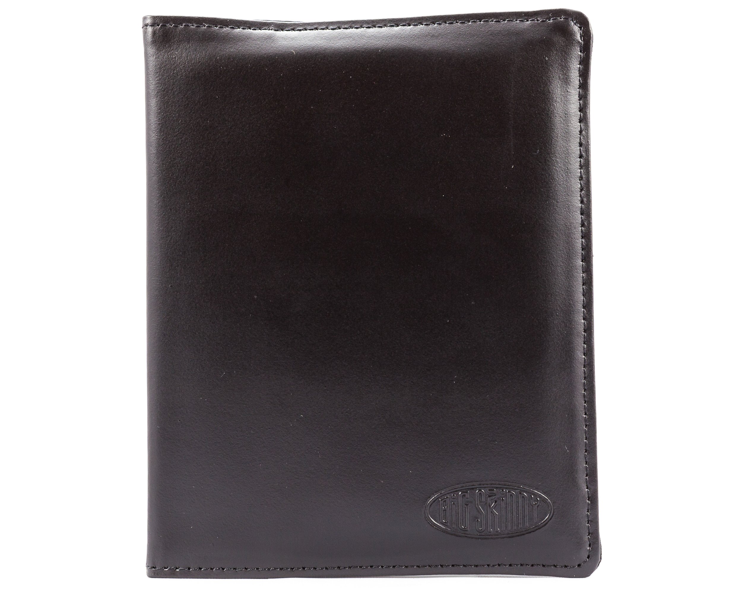 Big Skinny Leather Passport Holder Slim Wallet, Holds Up to 16 Cards and 2 Passports, Black
