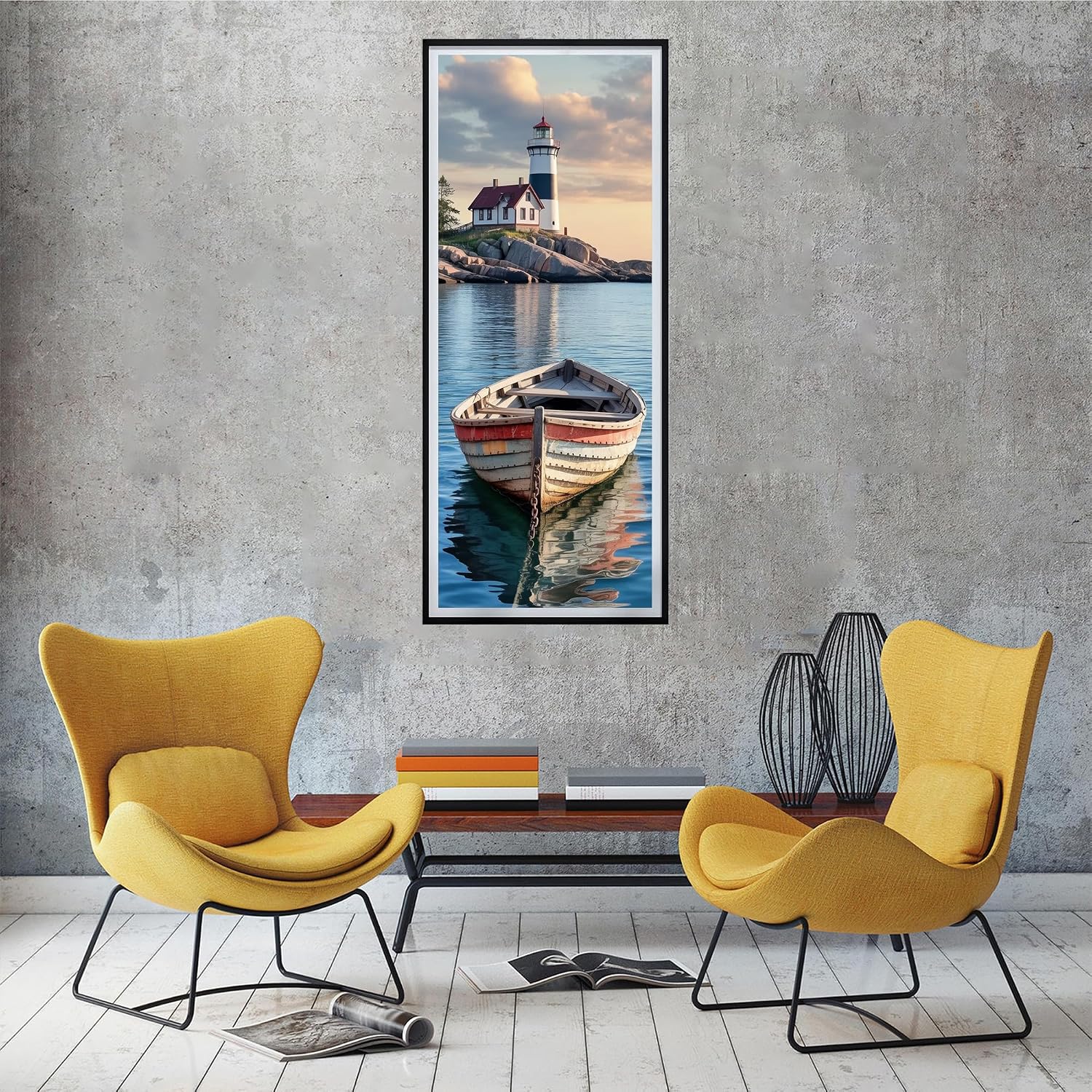 SKRYUIE 5D Large Diamond Painting Kits Ship - DIY Diamond Art Kits for Adults Lighthouse, Full Round Drill - Crystal Embroidery Cross Stitch - Craft for Wall & Office Decor - 12x30 inch / 30x80 cm B14 image 3