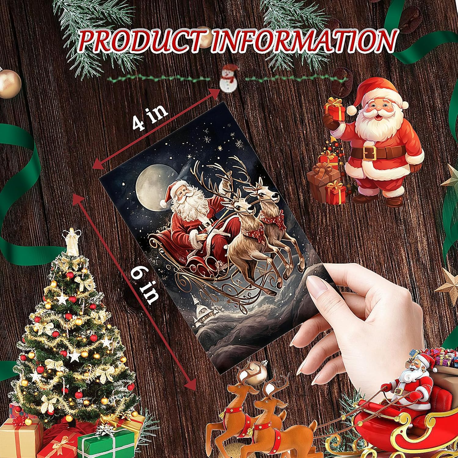 30 Pcs Vintage Christmas Cards, Xmas Cards with Stickers, Santa Claus Retro HolidayCards, Blank Christmas Postcards Greetings for Friends and Family, New Year Gift Giving, 4 X 6 Inch - Image 3