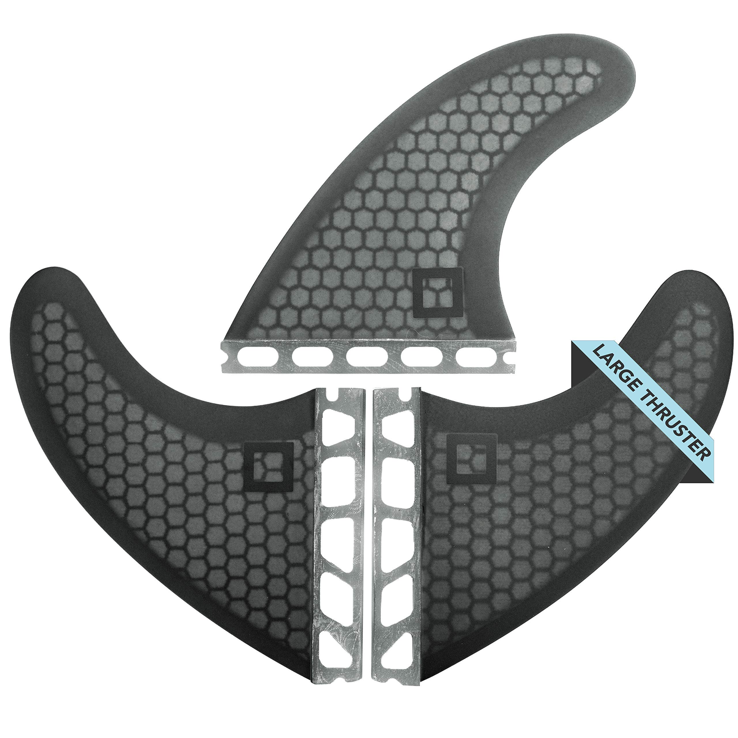 Large & Medium Size Fin Sets - Honeycomb Fiberglass Performance Surfboard Fins - Compatible with Futures Single Tab Surfboards - Ride as Twin, Thruster or Quad