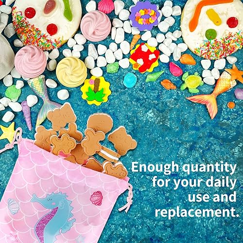 Miniatura 4 de Clabby 12 mochilas con cordón de sirena a granel, bolsas de regalo de dulces, bolsas de regalo para fiestas de cumpleaños, escamas de pescado bajo