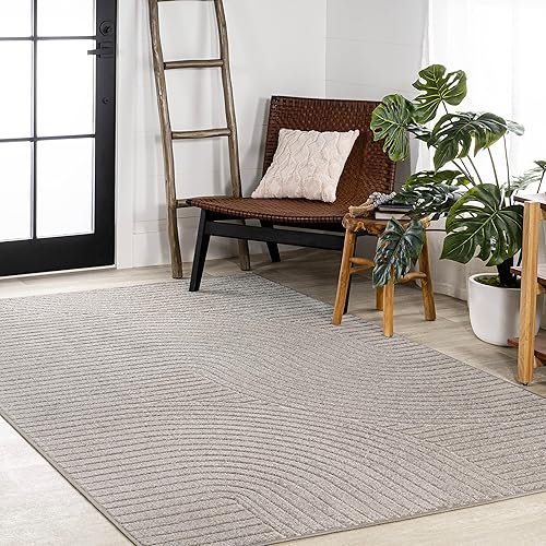 Miniatura 5 de Eyely NCS100A-8 - Alfombra escandinava Skagen minimalista geométrica curva para interiores, moderna, contemporánea, costera, bohemio, para