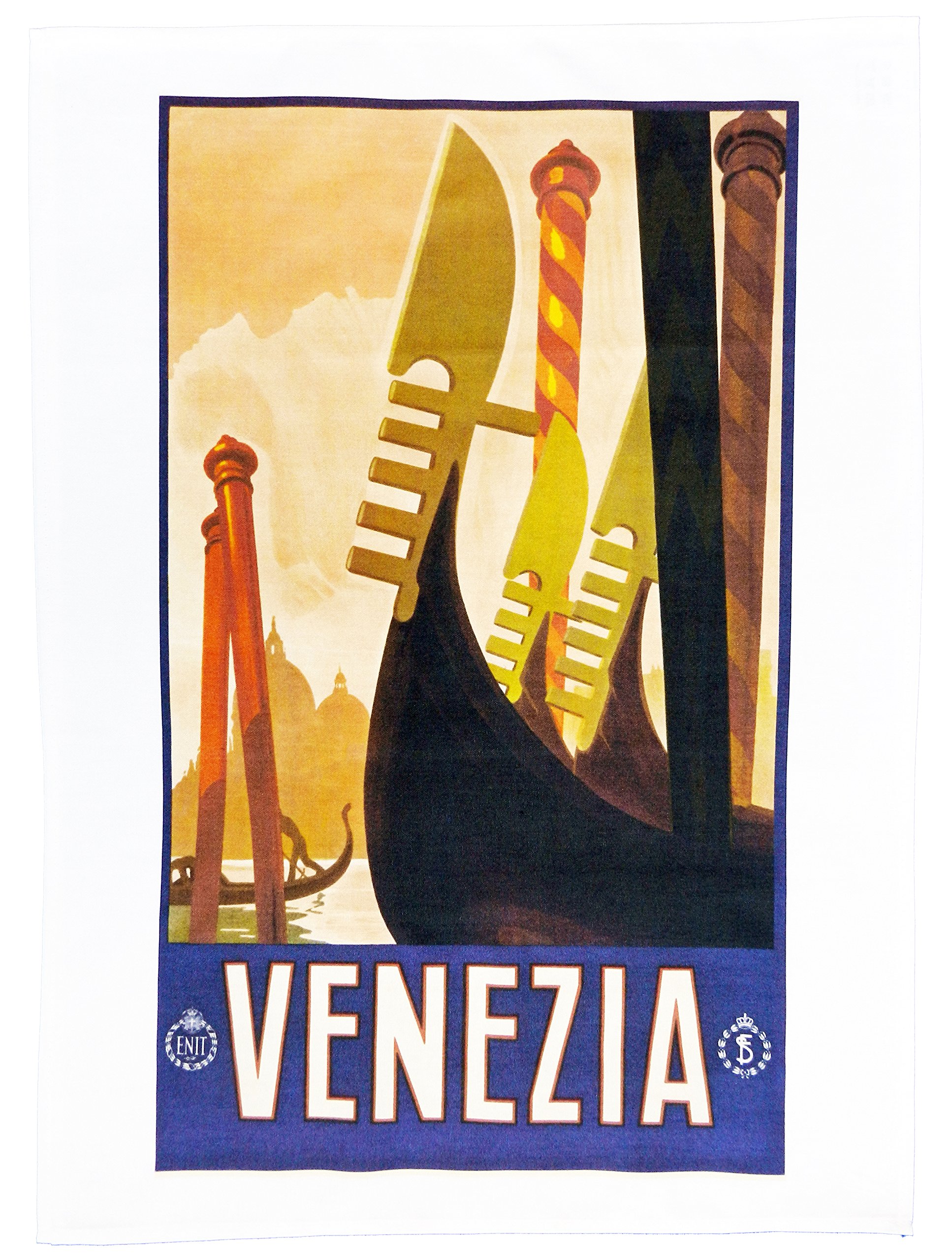 Half A Donkey Venezia (Venice) - Retro Style Travel Poster Large Cotton Tea Towel